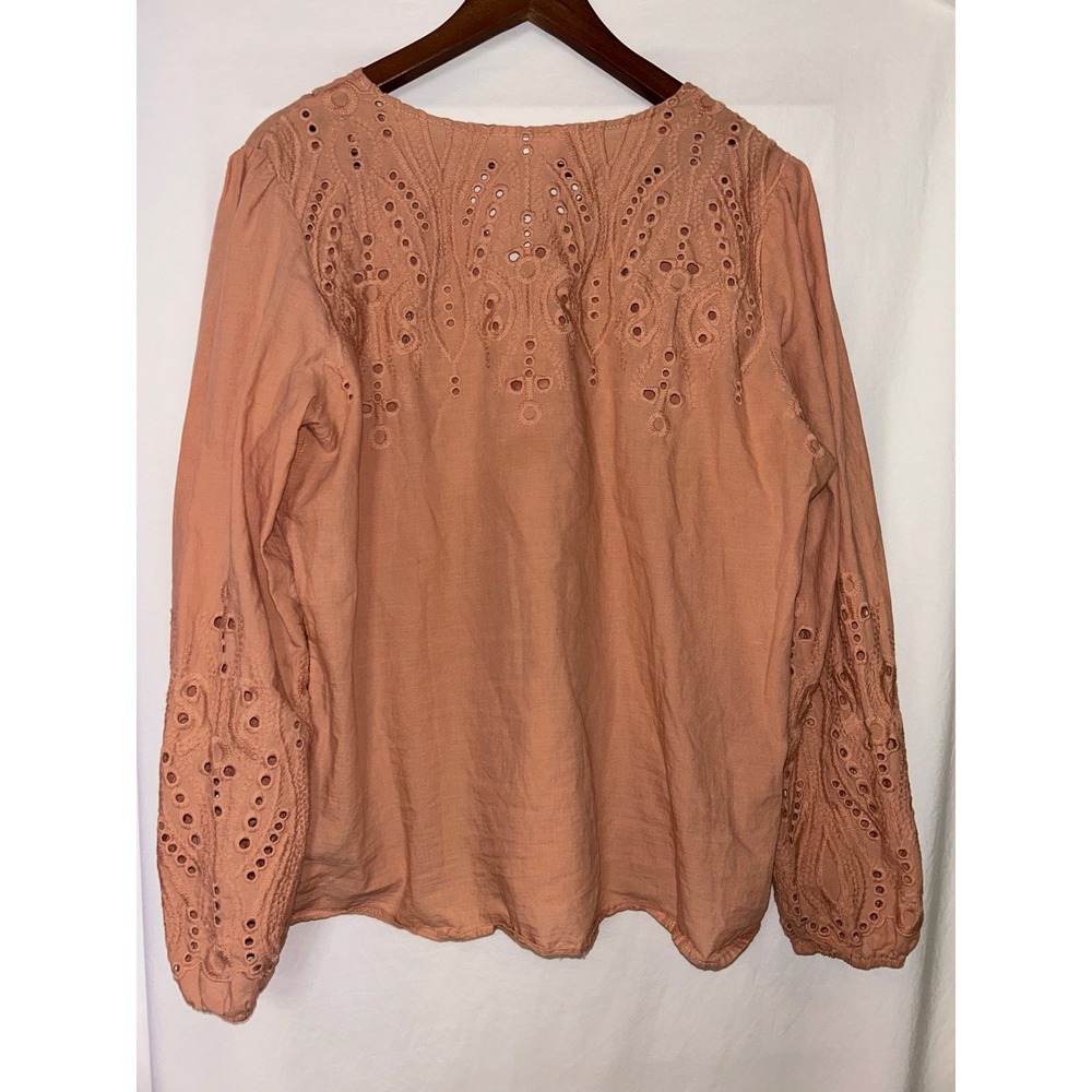 Adiva Women's‎ XL Top Blouse Long Sleeve Eyelet Embroidered Boho Casual - Picture 2 of 6